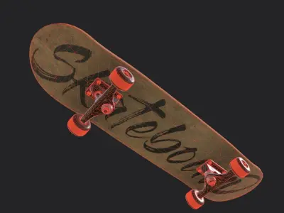 Skateboard Low-poly 3D model 4