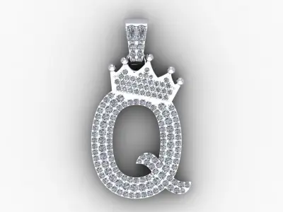 Pendant Gold  Q charater 3D print model