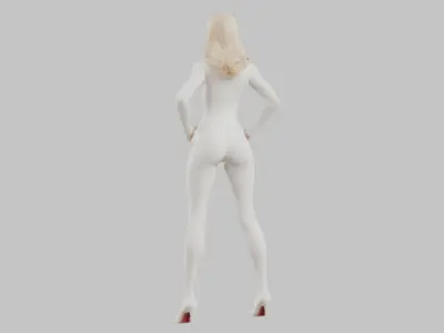 Blonde Gwen Stacy in White Latex Suit Low-poly 3D model