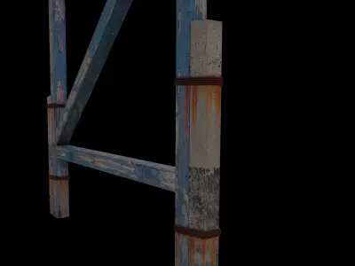 Balcony wooden covered Low-poly 3D model