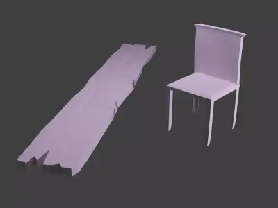 Wooden Plank and Chair   -Textureless- Free low-poly 3D model