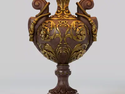 Vintage Table Lamp - Baroque Style 3D model