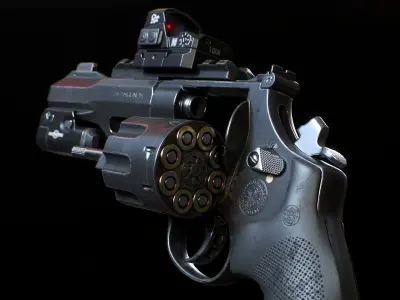 R8 Revolver Low-poly 3D model