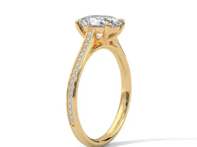 solitaire ring with detail images and 360 render videos 52 3D print model