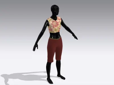 Woman Cloth Dress Low-poly 3D model 2