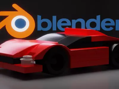 Custom Lego Car Game-ready Low-poly 3D model