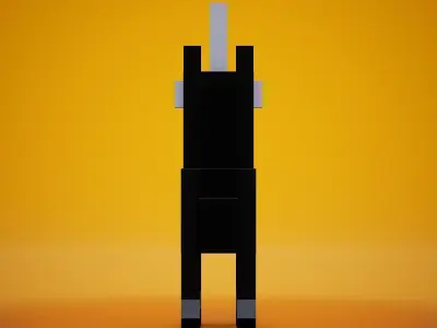 Voxel - Black Unicorn Low-poly 3D model