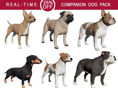 Companion Dog Pack Low-poly 3D model