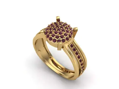 Womens Rings With Stone Ring Ready STL 3DM Models Rings women 3D print model 38