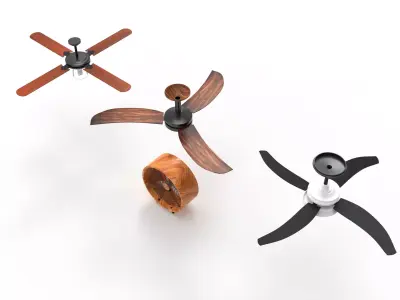 Air Fans with Lights Low-poly 3D model