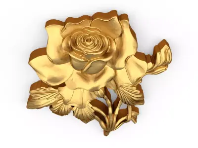 Golden Rose CNC Relief decor ornament carved 01 3D model