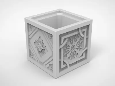 European retro tiles pattern vase 3D print model