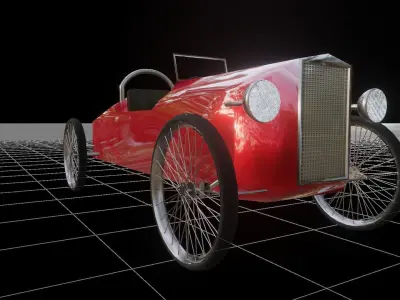 CycleKart Old school Car Low Details BLENDER EEVEE Low-poly 3D model