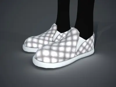 White Leather Shoes Style 2  Low-poly 3D model