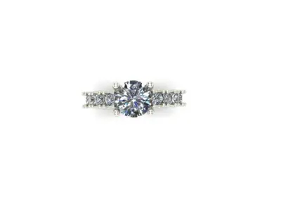 Engagement Ring With Round Diamond 3D model
