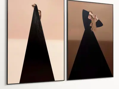 Plaster Two Photo Frame 445 Low-poly 3D model