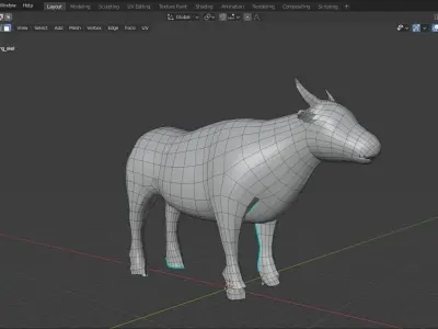 Cow base mesh Low-poly 3D model purchase