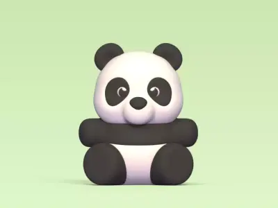 Cute Round Panda 3D print model