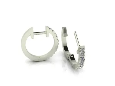 Round Earring Diamond Hoops  3D print model