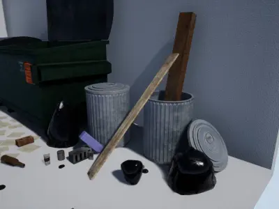 City Trash pack Low-poly 3D model