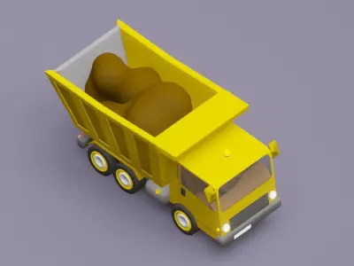 Toon dump truck Low-poly 3D model