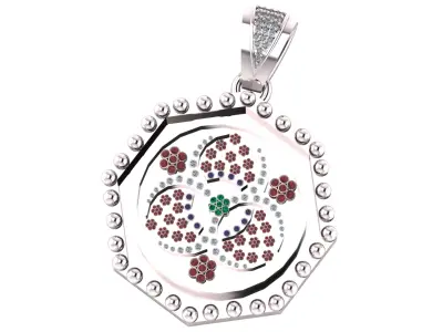 Floral Harmony Medallion Pendant 3D print model