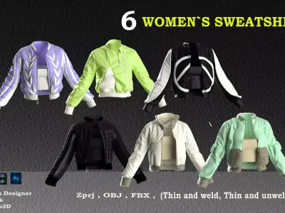 6 women sweatshirt 3D model