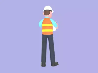 Stylized 3D Male Architect Character - Tablet Operation Pose 3D model