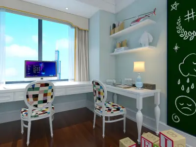 Realistic European children room 3D model