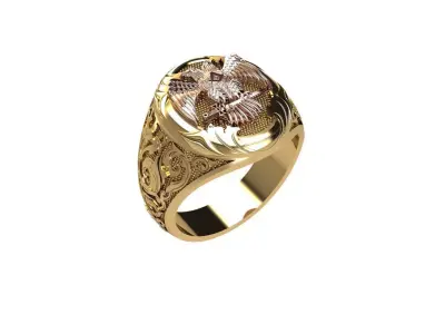 Male USA Eagle ring 3D print model 3D print model