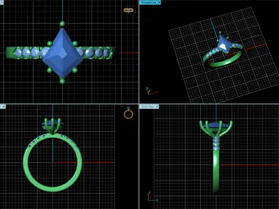 Classic Elegance The Kite-Cut Tanzanite and Diamond Ring 3D print model