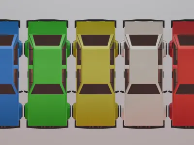 Low poly car model with various modifications Low-poly 3D model