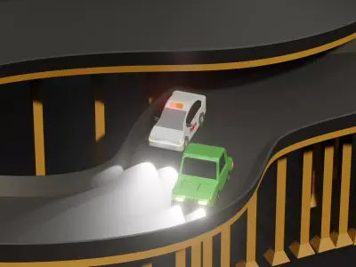 Police and thief Car 3D Model and Loop Animation 3D model