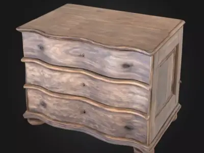 Rustic Wooden Dresser Low-poly 3D model