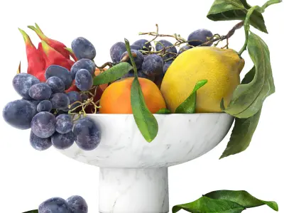 bowl of tropical fruits 03 3D model