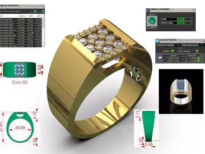 Mens Ring Brilliant Signet model mr0286 3D print model