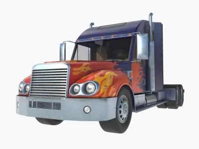 freightliner coronado with flame paint 3D model