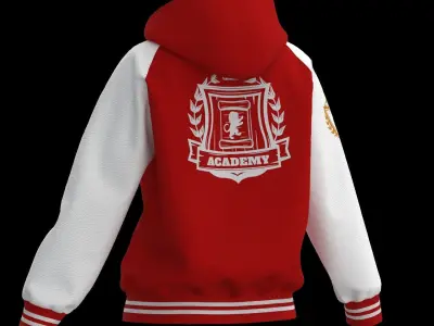 Female raglan varsity jacket 3D model