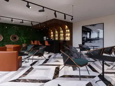 RESTAURANT AND LOUNGE INTERIOR AND EXTERIOR 3D DESIGN 3D model