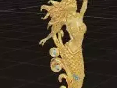 Golden  Luxury Mermaid Pendant 3D print model