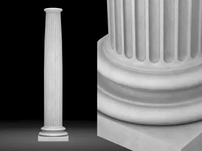 Fluted column Low-poly 3D model