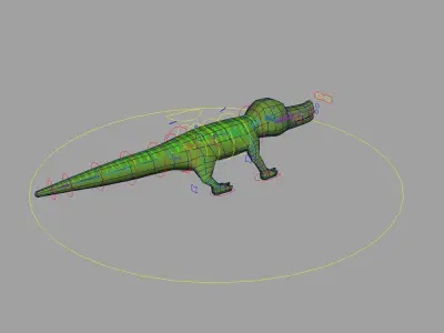 Crocodile rigged cartoon 3d model  Low-poly 3D model