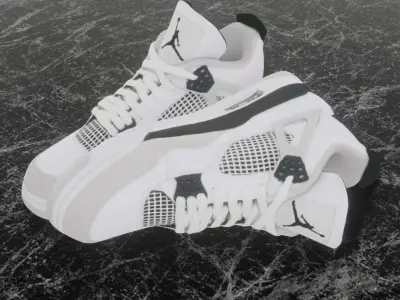 NIKE AIR JORDAN 4 MILITARY BLACK 3D SHOES Low-poly 3D model