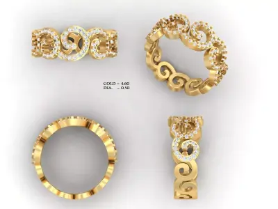 Luxury diamond ring 3D print model 4