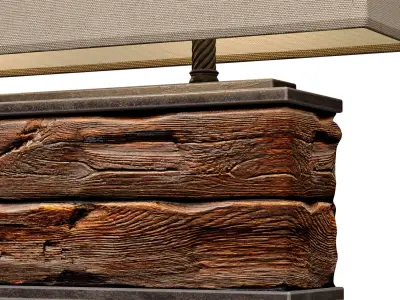 Large Wooden Rustic Loft Metal Old Country Table Lamp 3D model