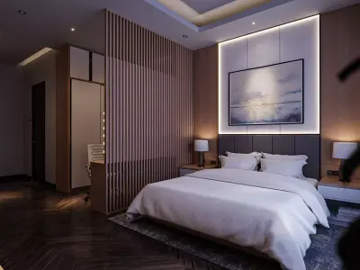 Bedroom Japandi Style Low-poly 3D model