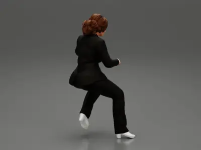 Beautiful young woman musician sitting 3D print model