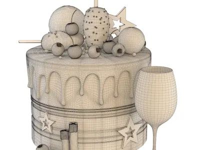 Chocolate Birthday Cake 3D model