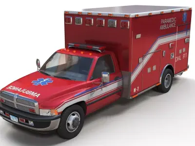 Dodge Ram Paramedic 911 Ambulance  Low-poly 3D model