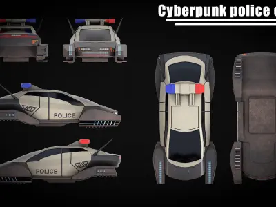 Cyberpunk police cruiser Low-poly 3D model